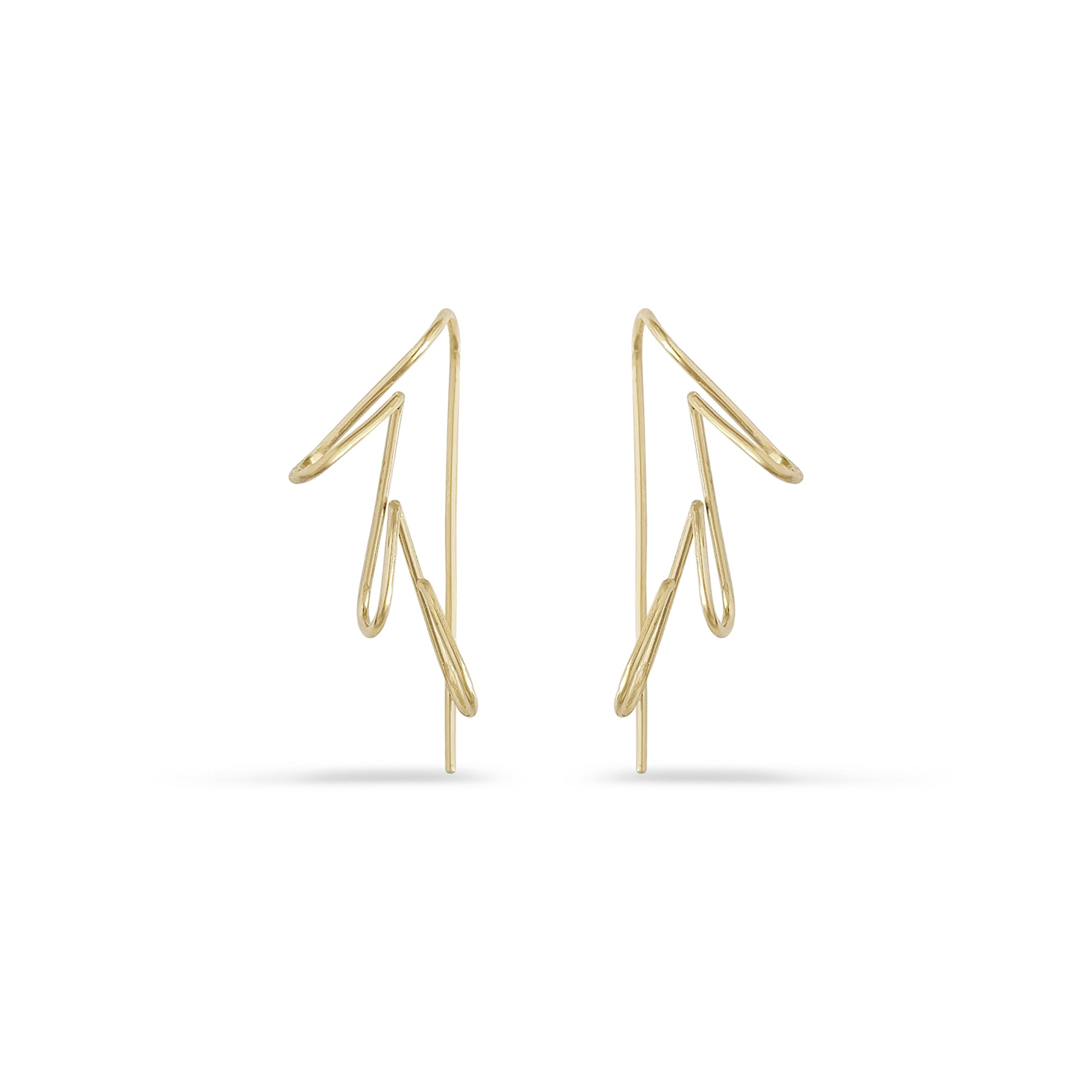 14k gold floral wire hoop earrings