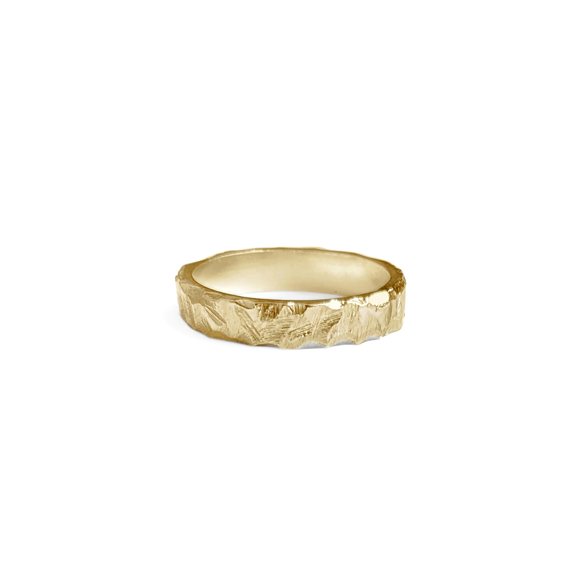 A wide 14K gold textured ring band