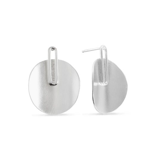 Silver drop disk studs with long oval