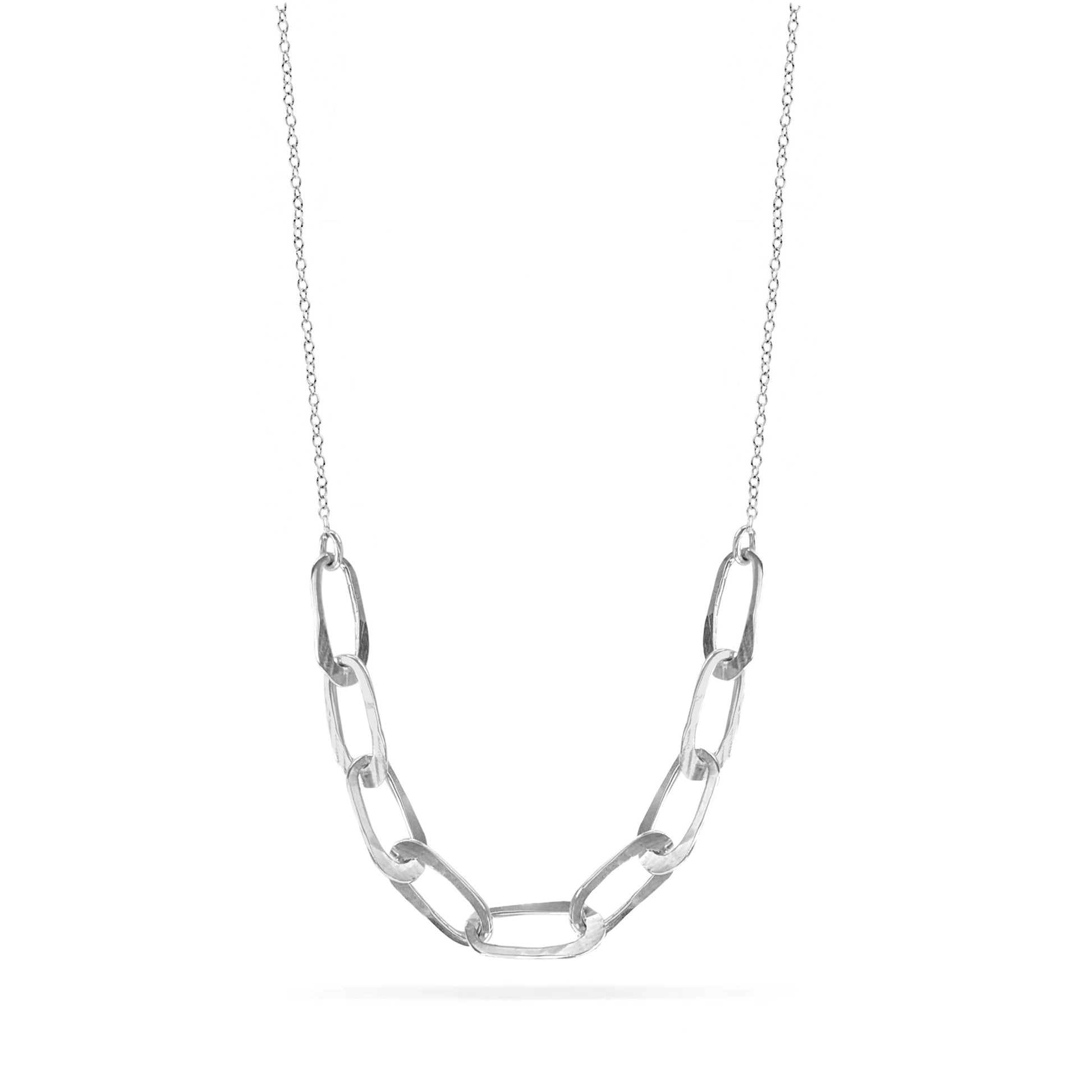Sterling silver hammered oval link chain