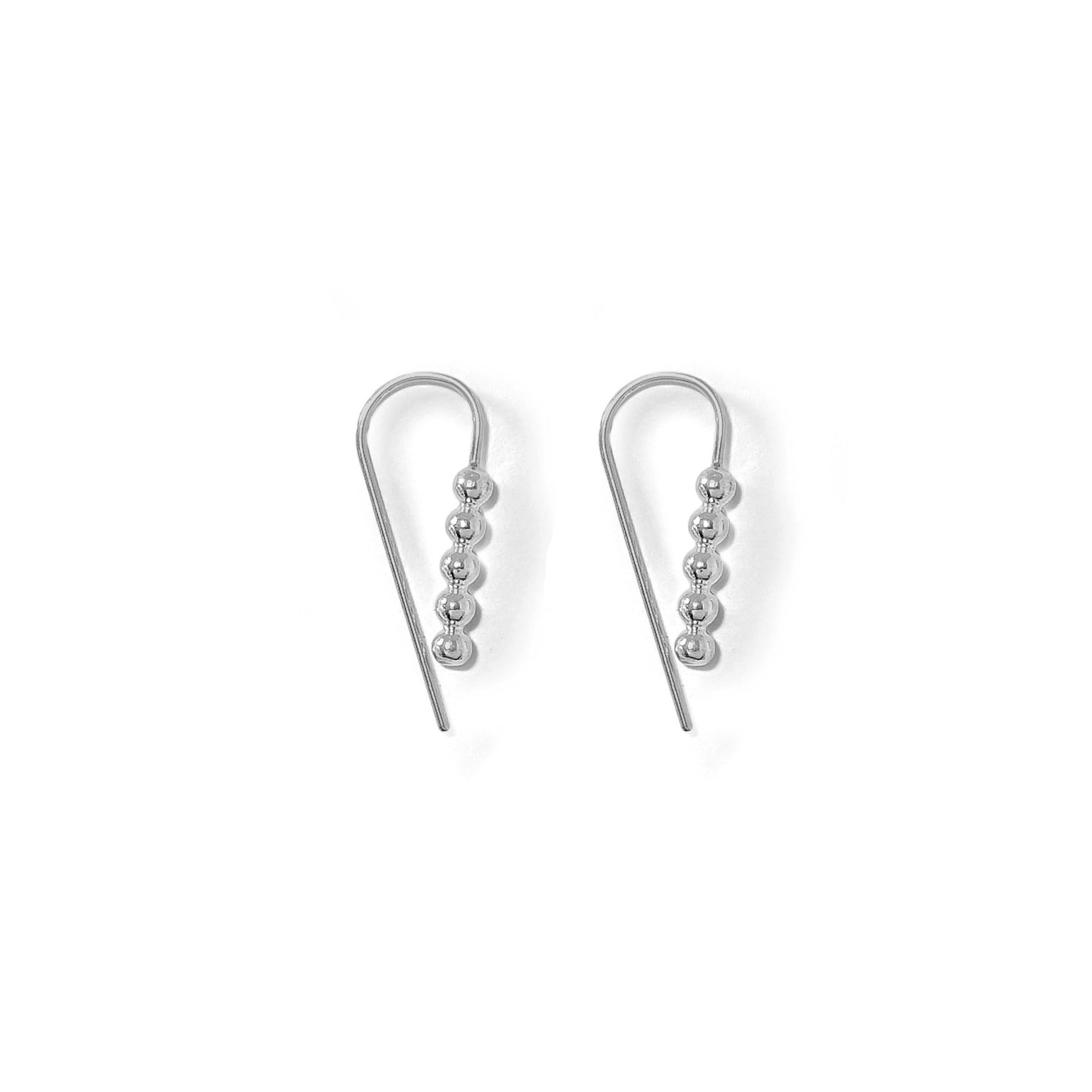 Reverse teardrop silver beaded wire hoops