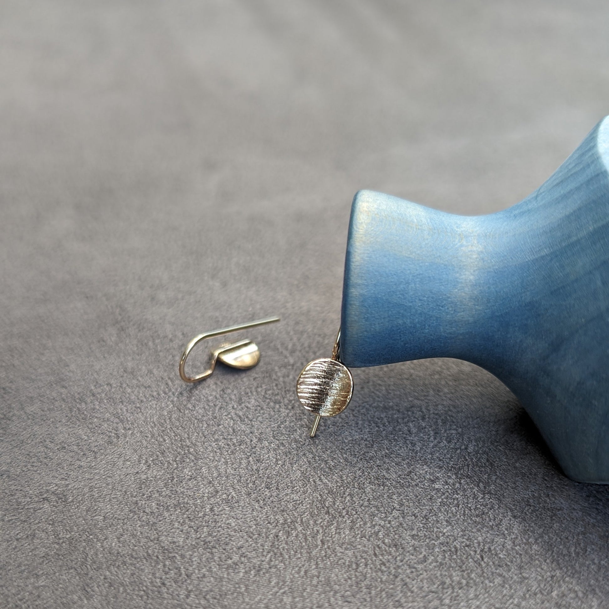 dainty textured 14k gold disk earrings