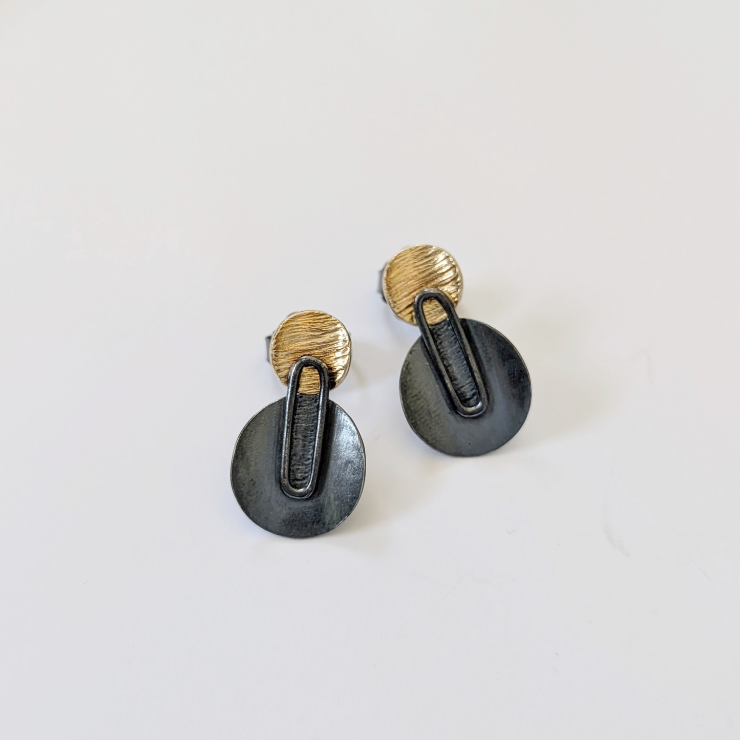Silver & Gold Dual Circle Post Earrings