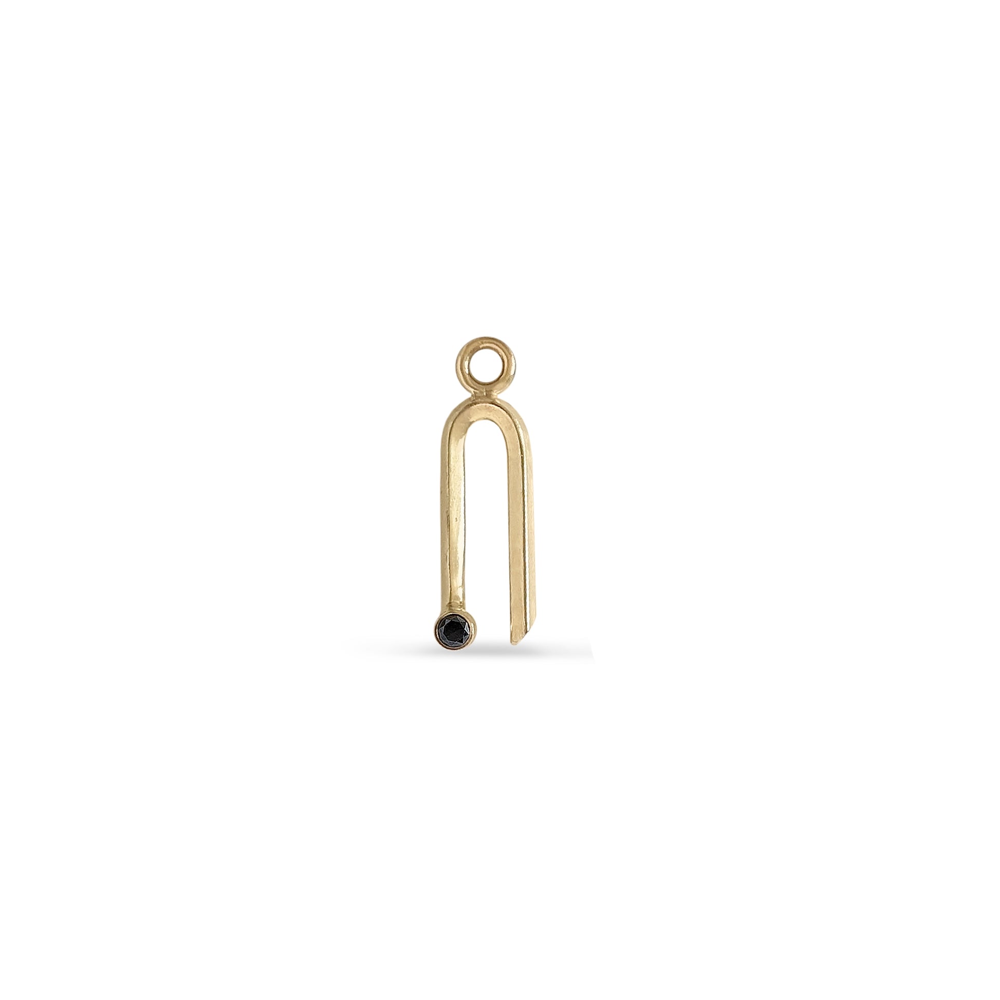 14K yellow gold arch charm with black diamond