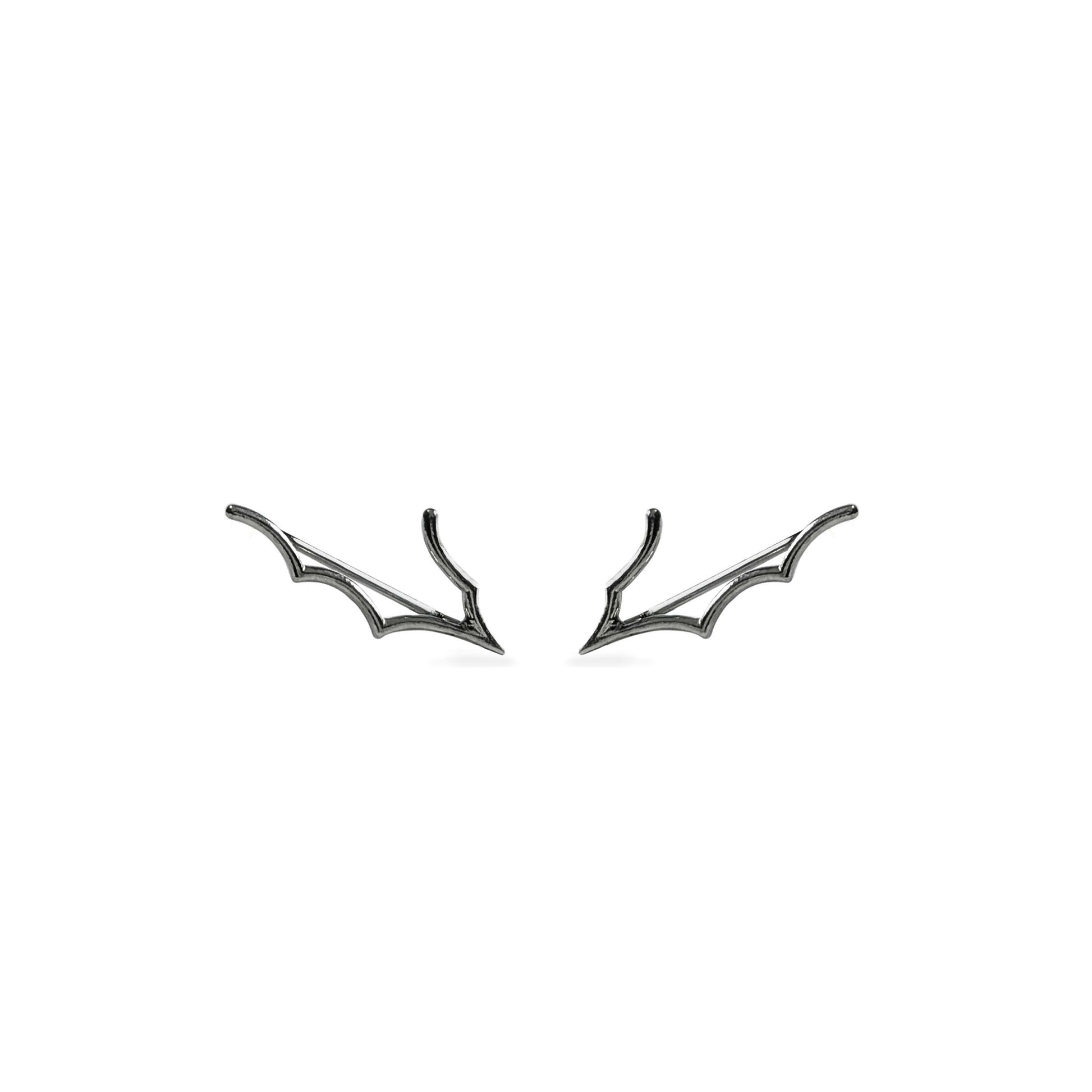 charcoal spiderweb-inspired ear climbers