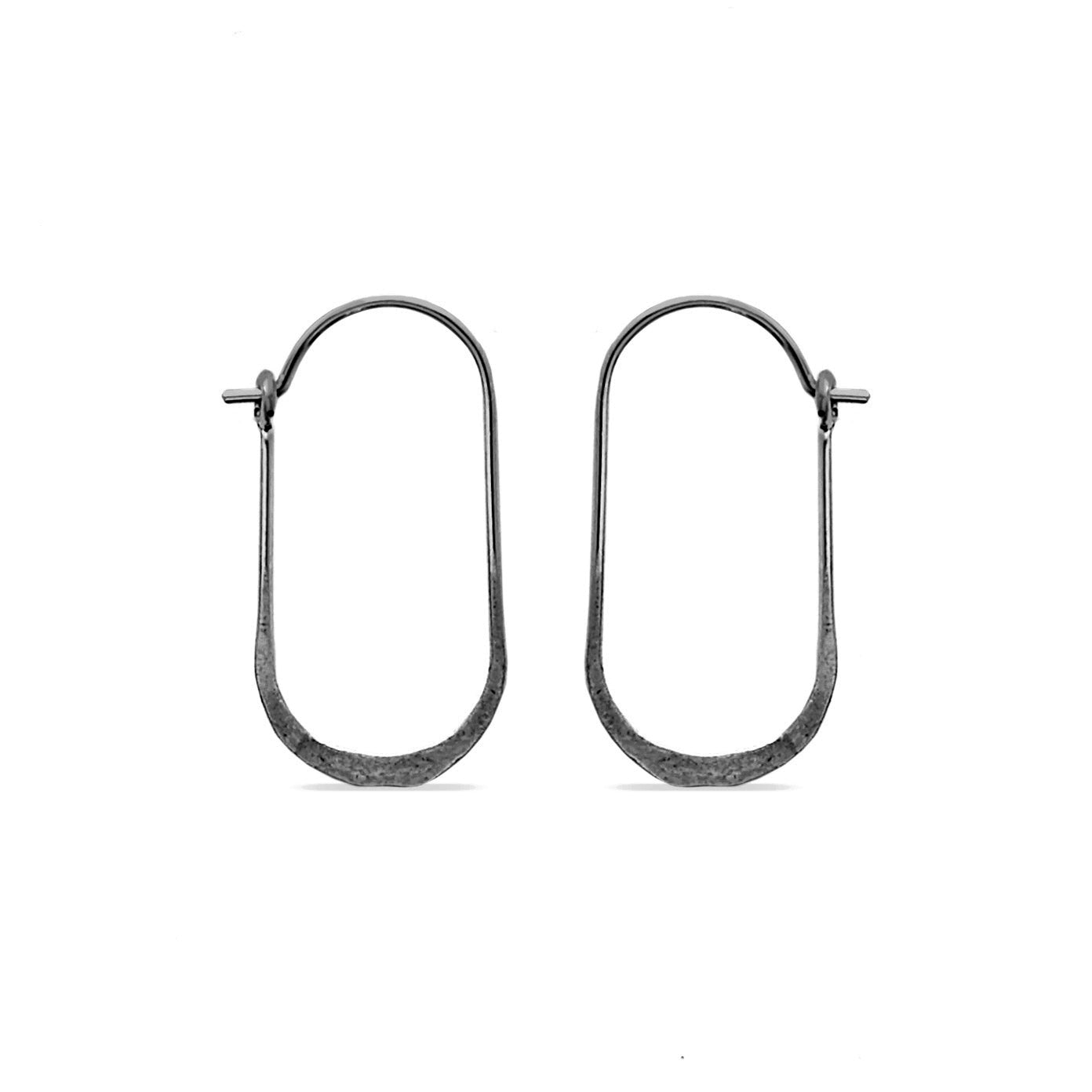 black oval wire hoop earrings