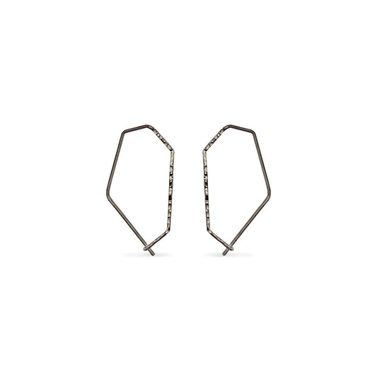 black dainty hexagon wire hoop earrings