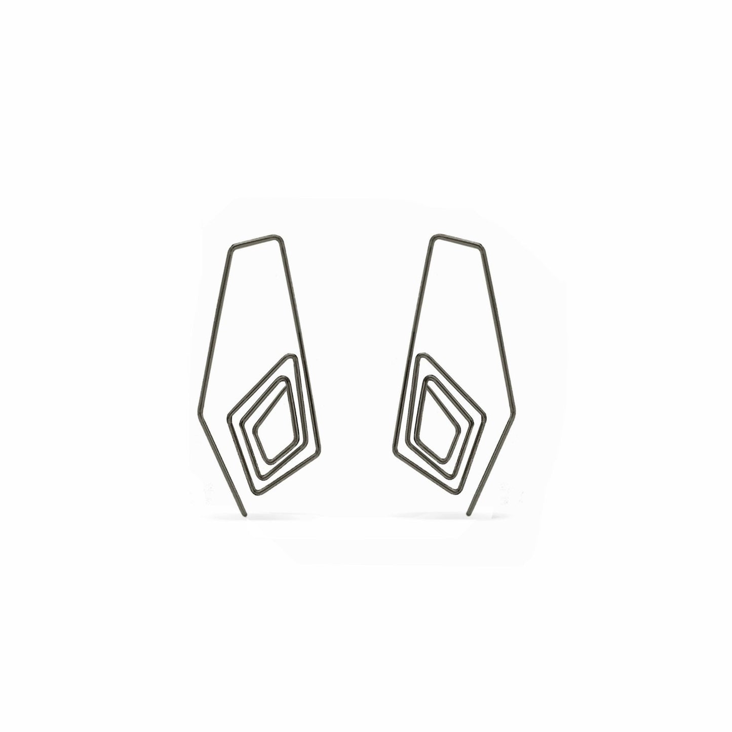 black diamond spiral threader hoop earrings