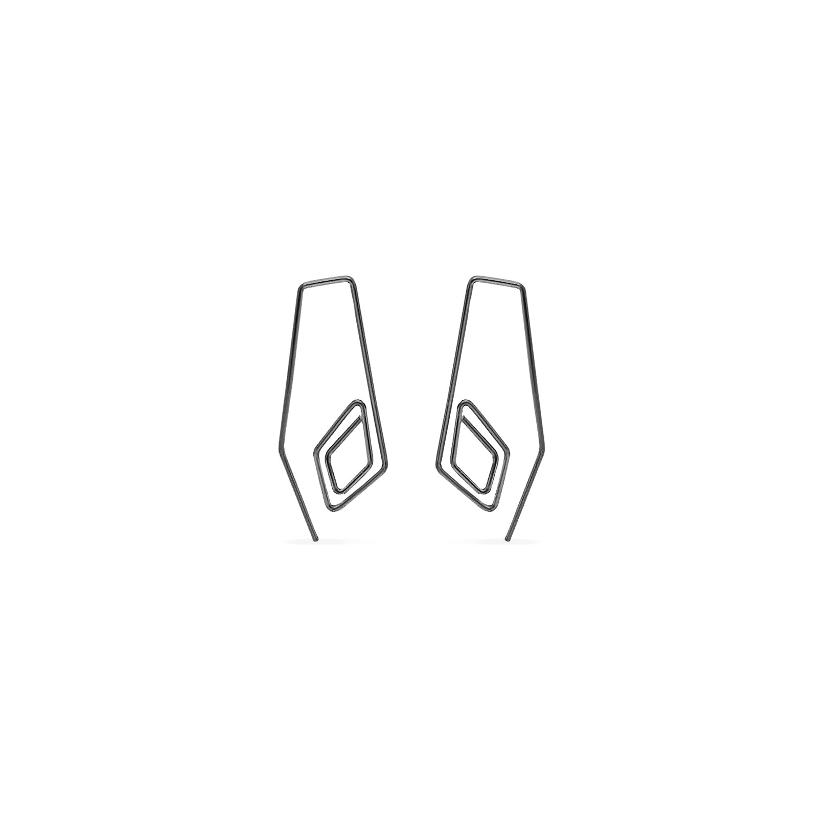 Charcoal diamond drop spiral threader hoops