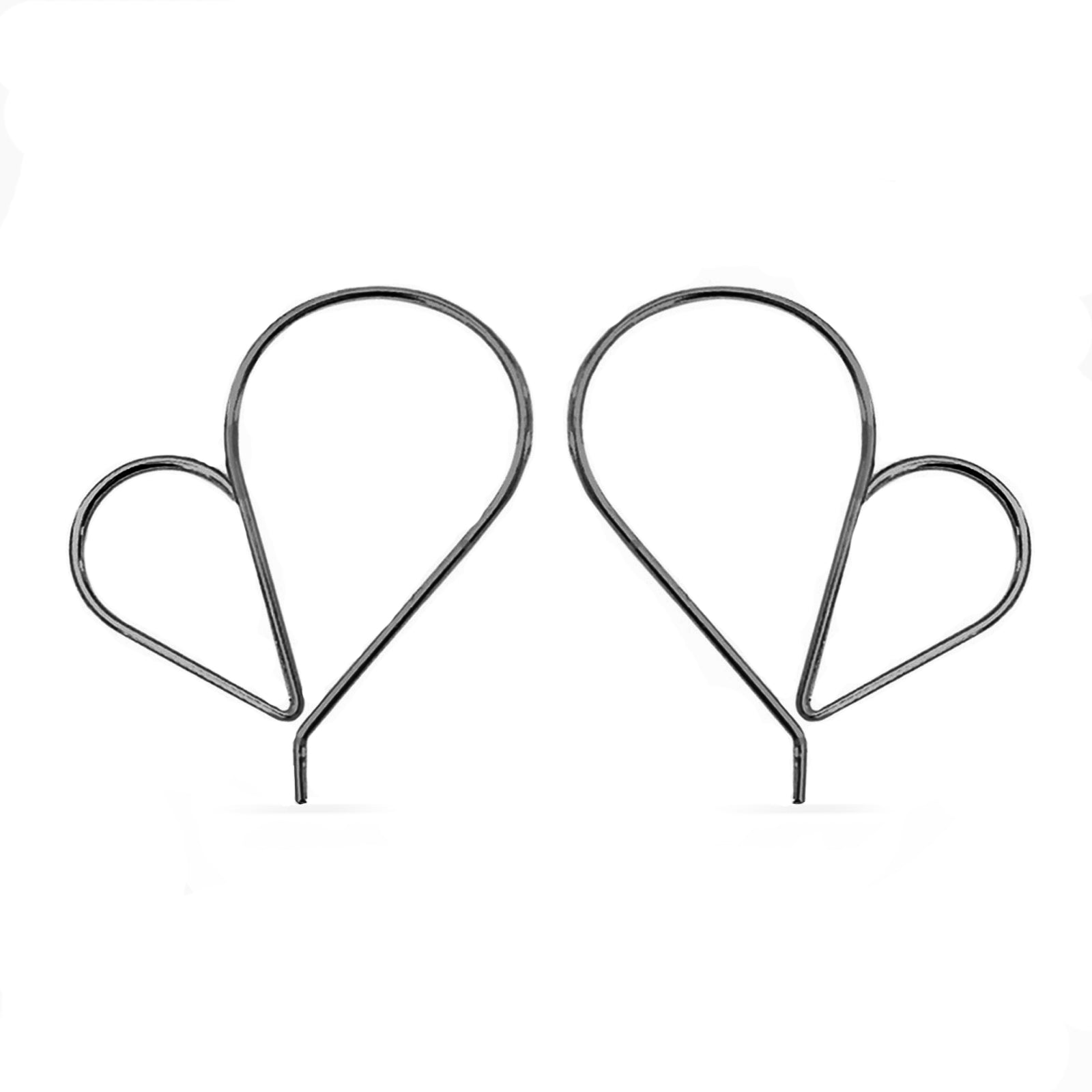 charcoal heart wire hoop earrings