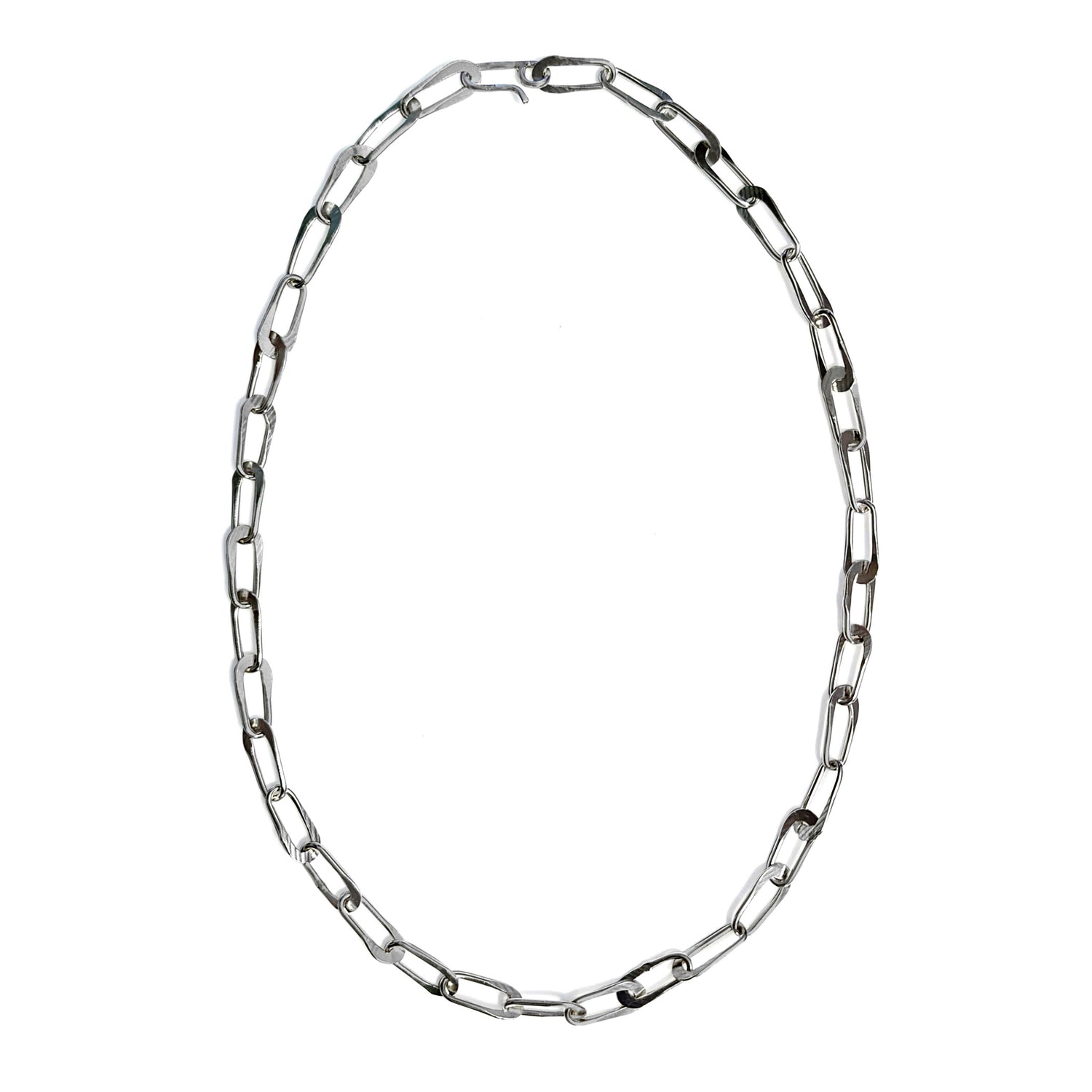 hammered charcoal oval chain link necklace