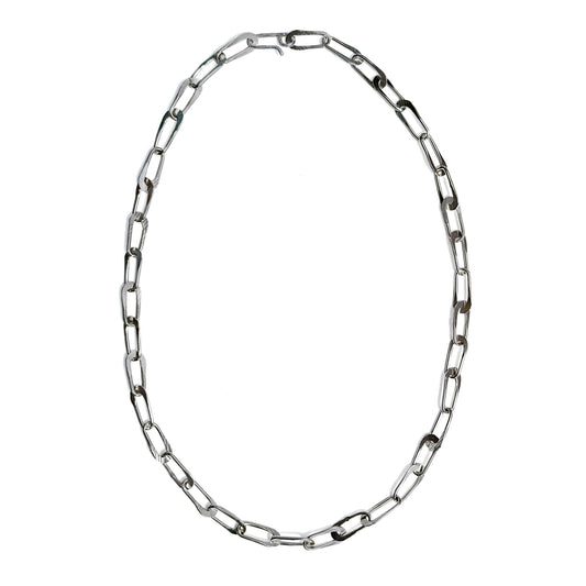 hammered charcoal oval chain link necklace