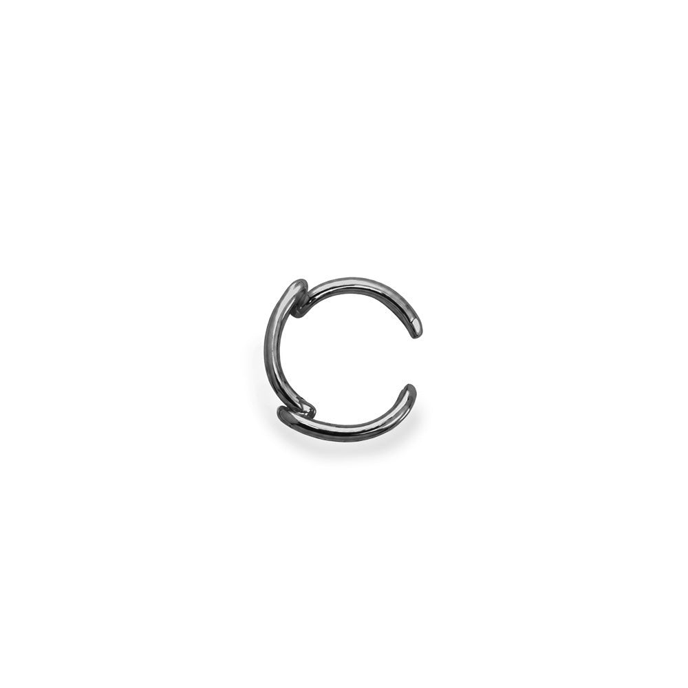 A black sterling silver ear cuff ring with a curved, open-ended design, shown on a clean white background.
