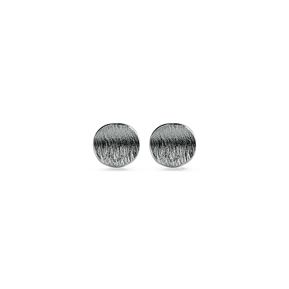 Pair of blacken sterling silver stud earrings on a white background