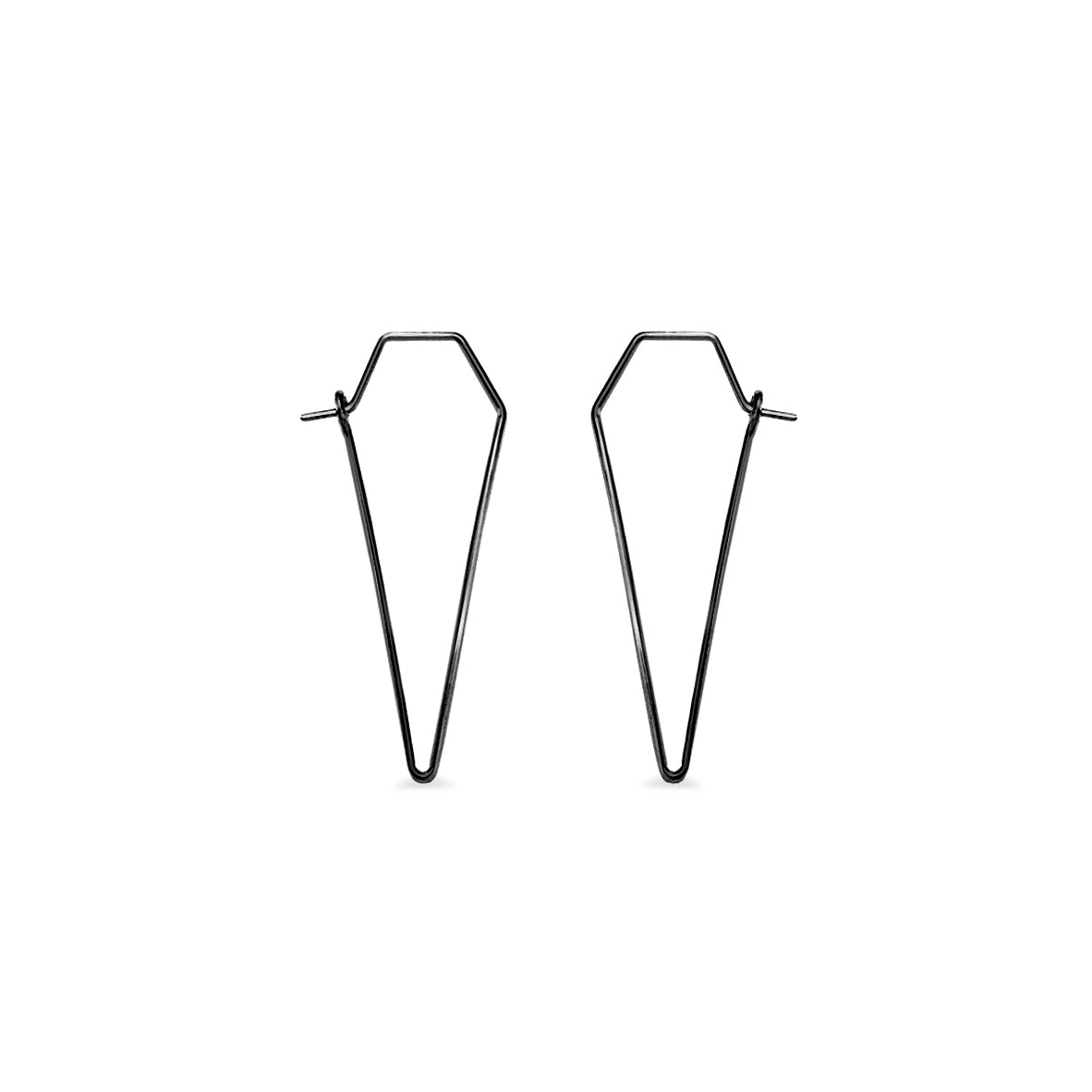 charcoal triangle dagger wire hoop earrings