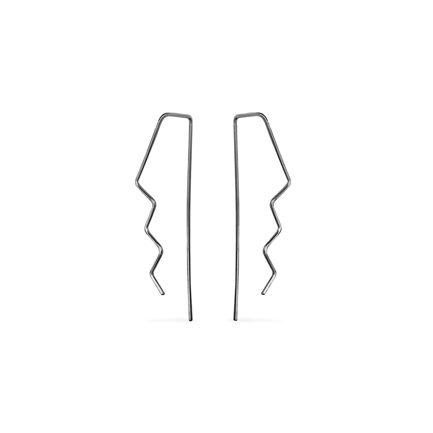 Charcoal zigzag wire threader hoop earrings