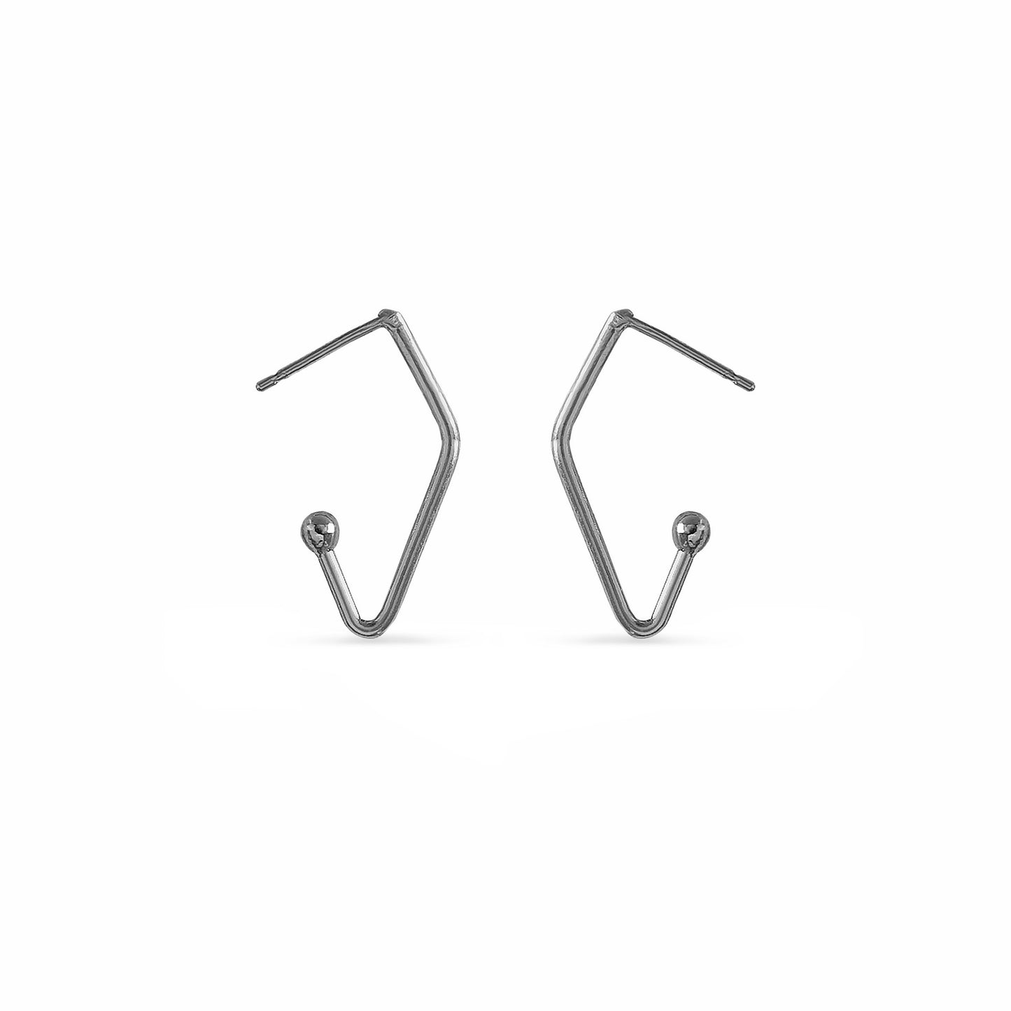 mini charcoal v-shaped charm hoops