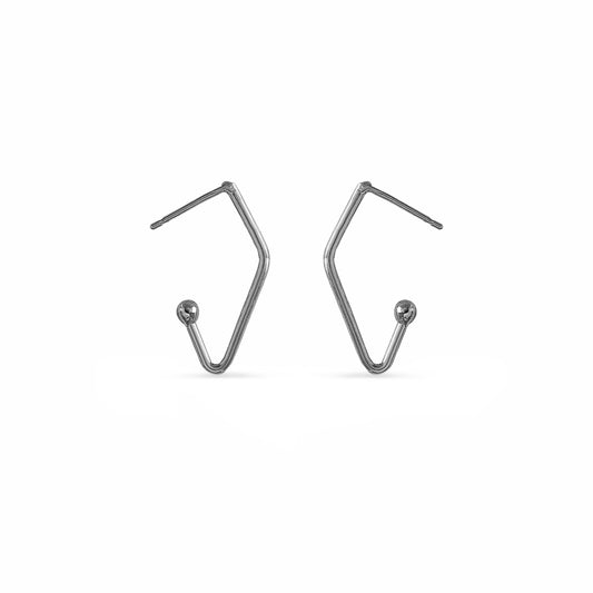 mini charcoal v-shaped charm hoops