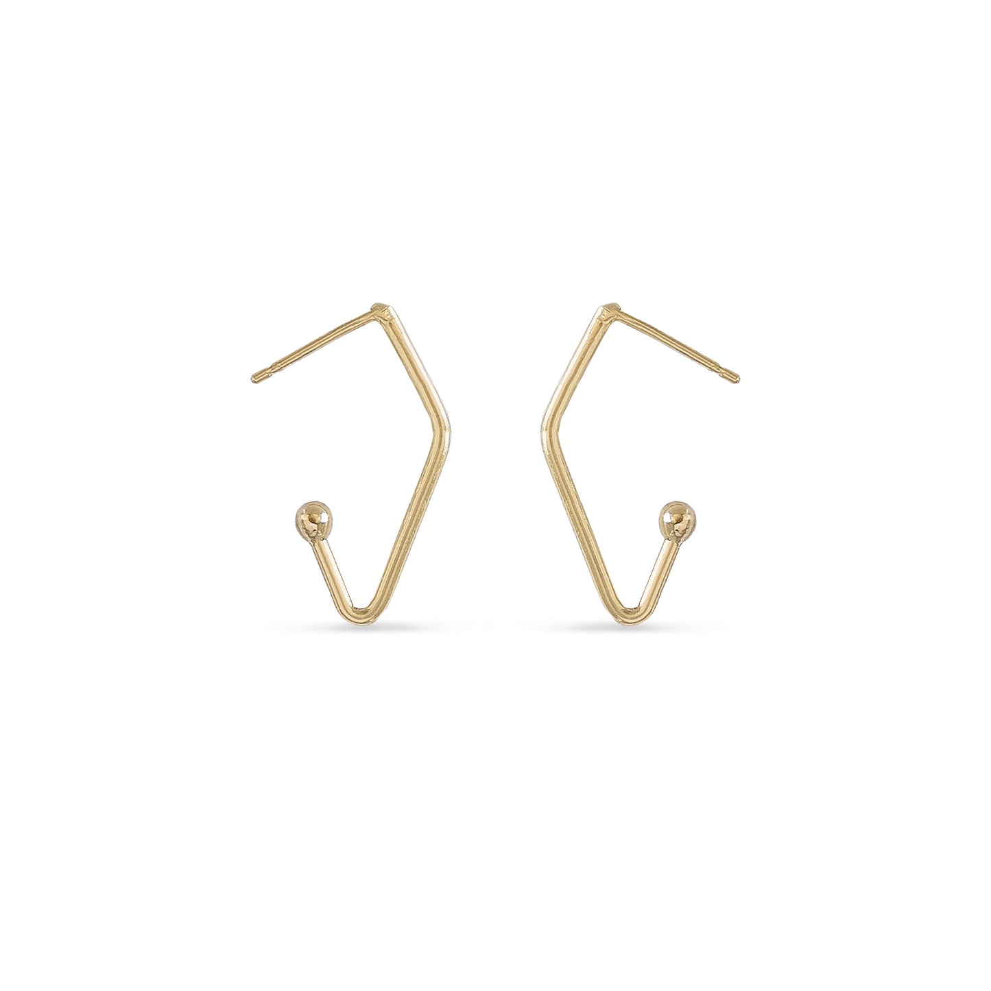 V-shaped charm hoop earrings in 14K gold
