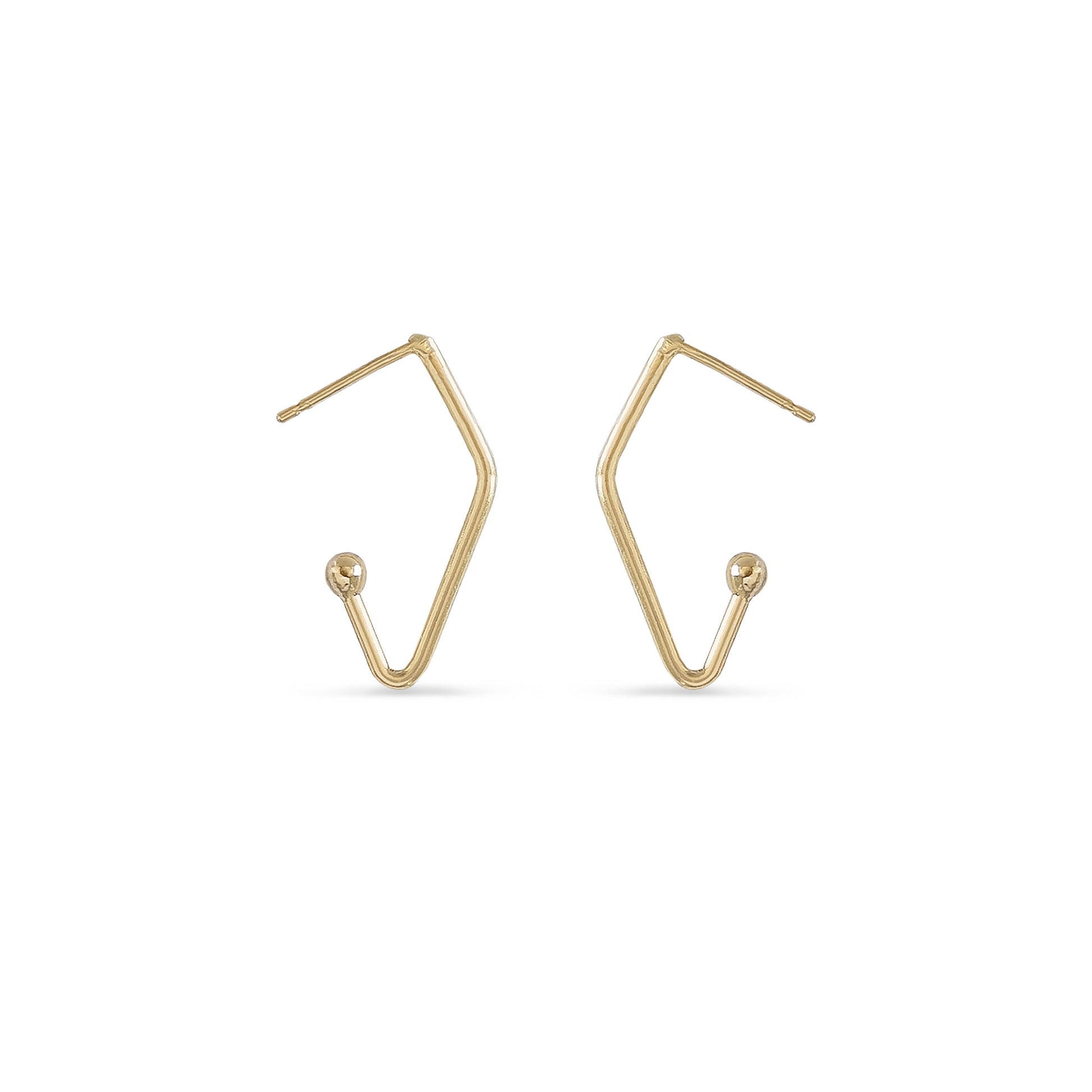 V-shaped charm hoop earrings in 14K gold