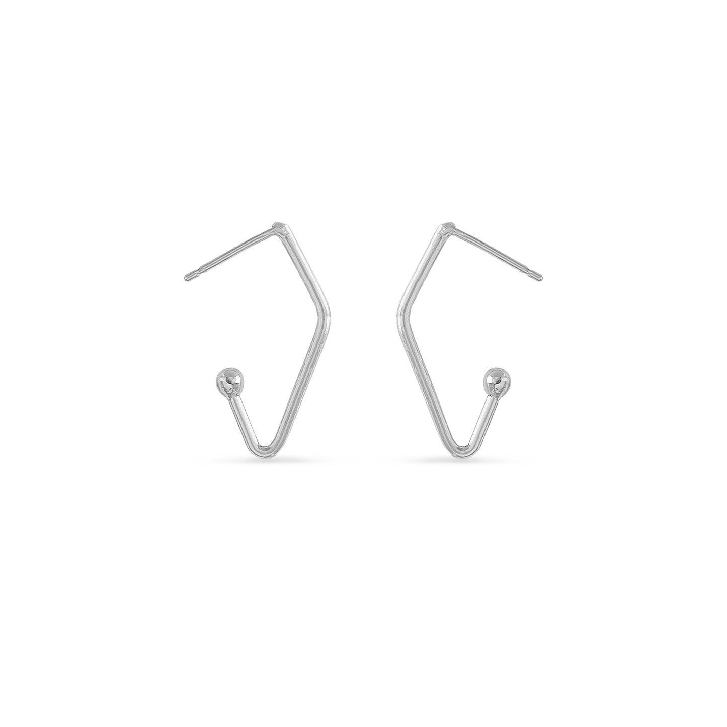mini silver V-shaped charm hoop earrings