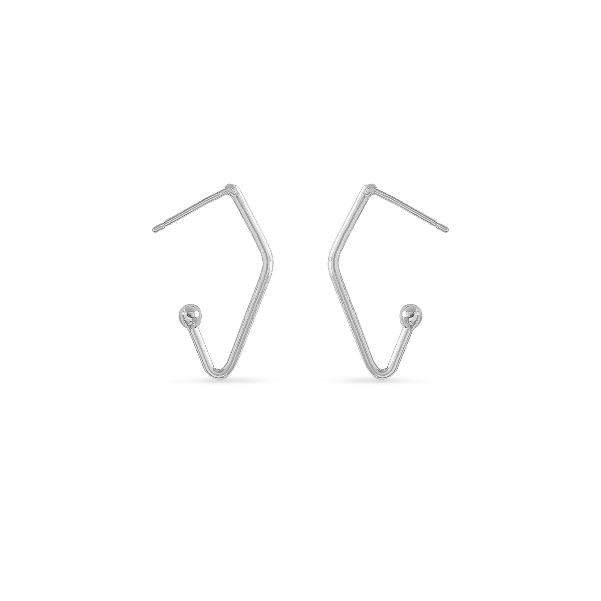 mini silver V-shaped charm hoop earrings