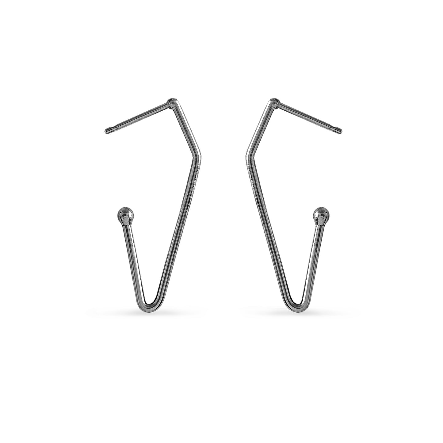 large charcoal v-shaped charm hoop earrings
