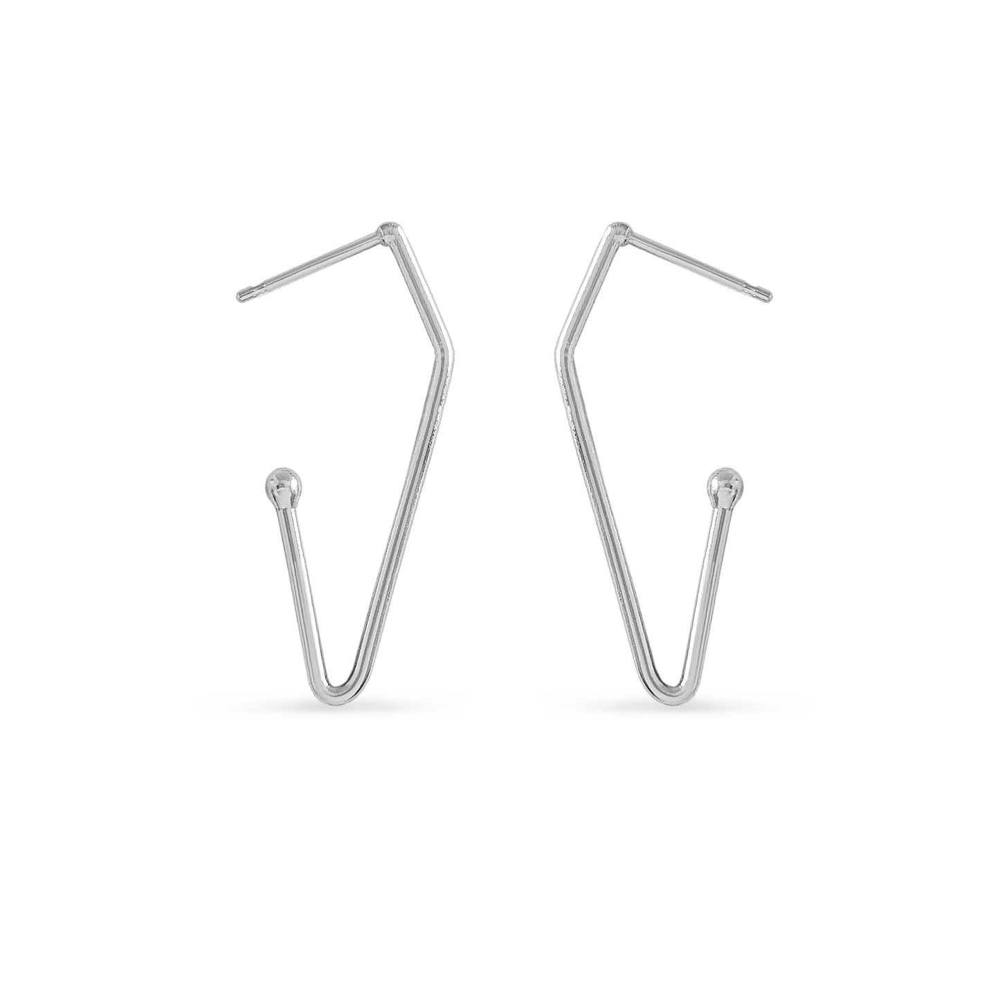 large silver V-shaped charm earrings