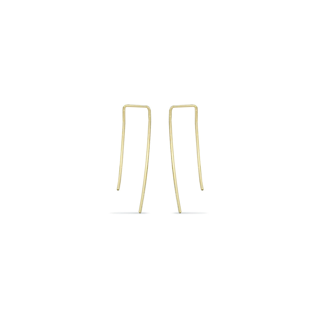 dainty 14k gold micro curved rectangular bar hoops