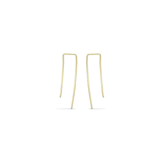 dainty 14k gold micro curved rectangular bar hoops