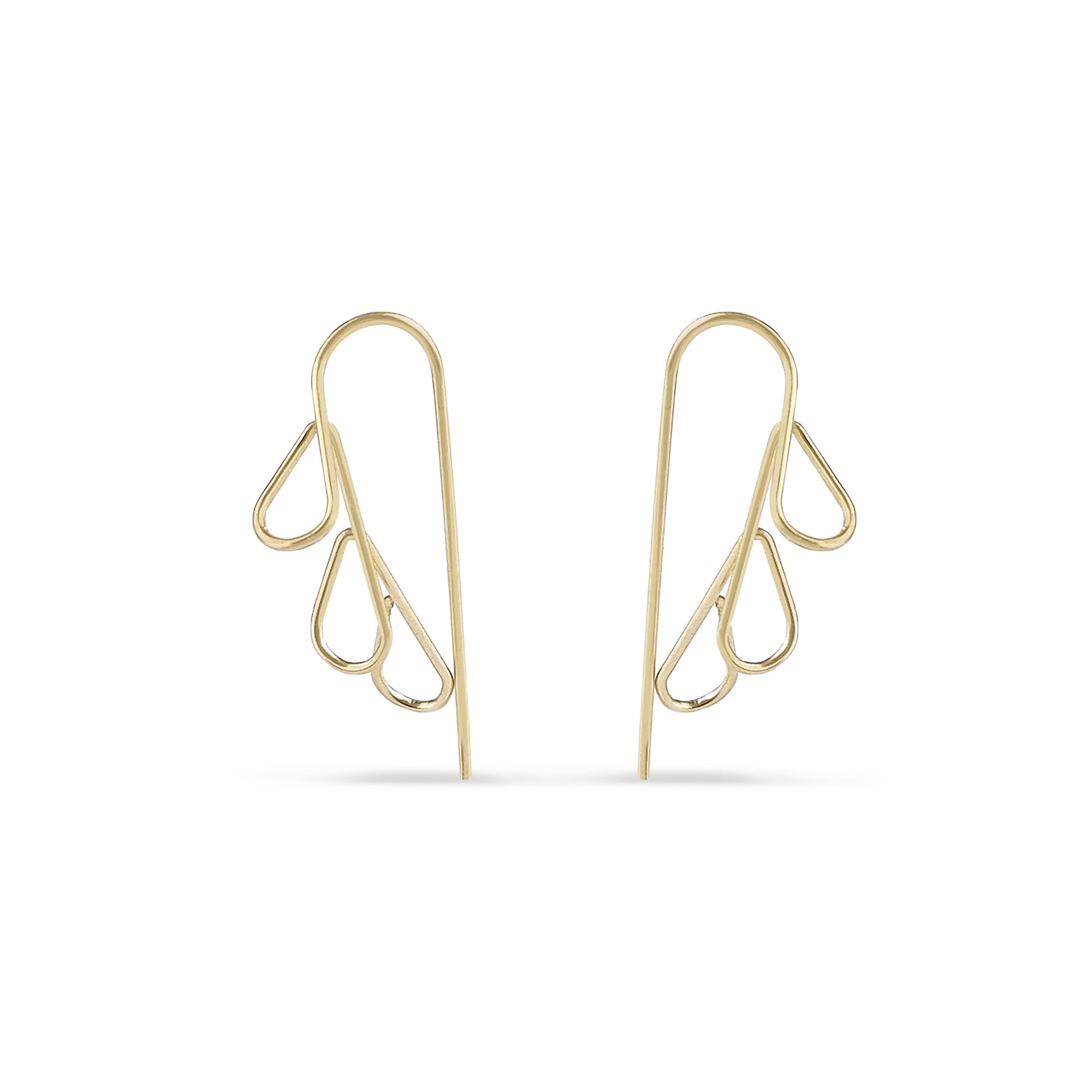 14k gold floral wire hoop earrings