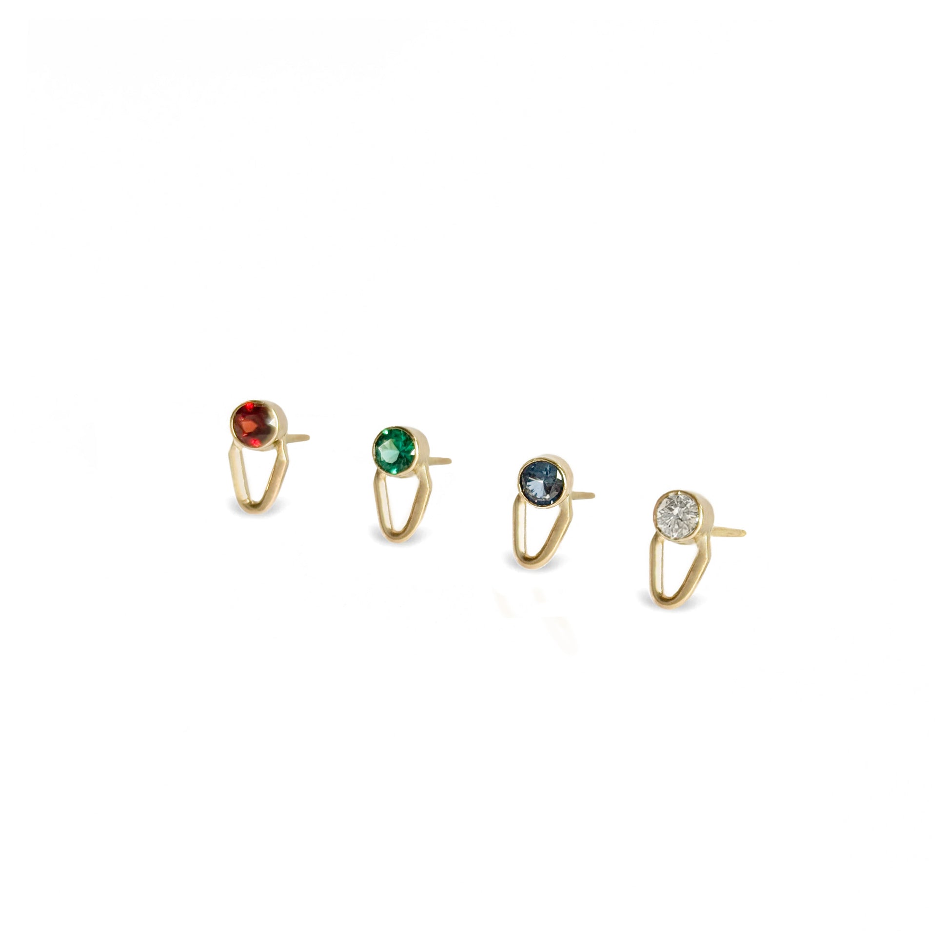 14K gold gemstone stud earrings