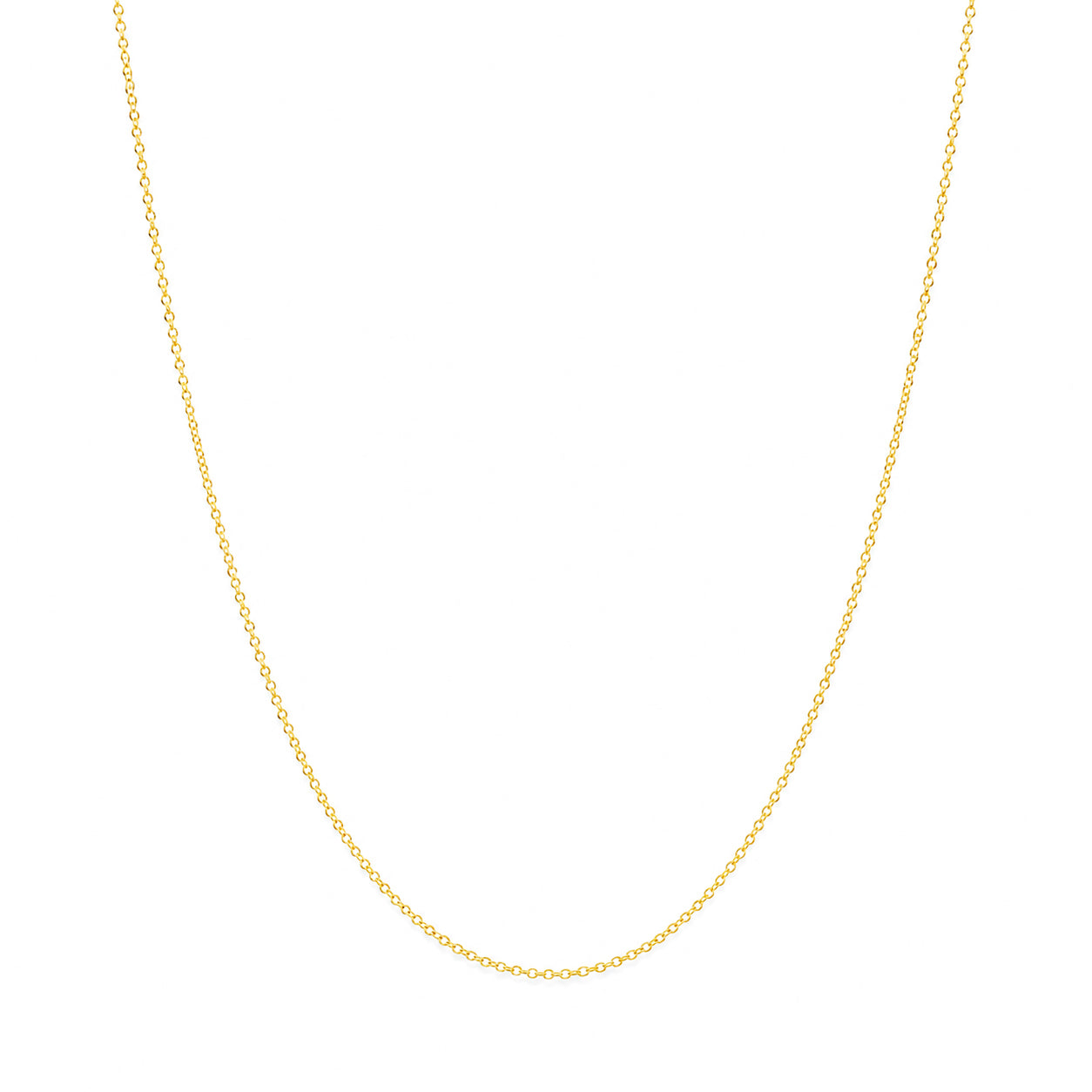 A delicate yellow gold chain necklace shown against a plain white background.