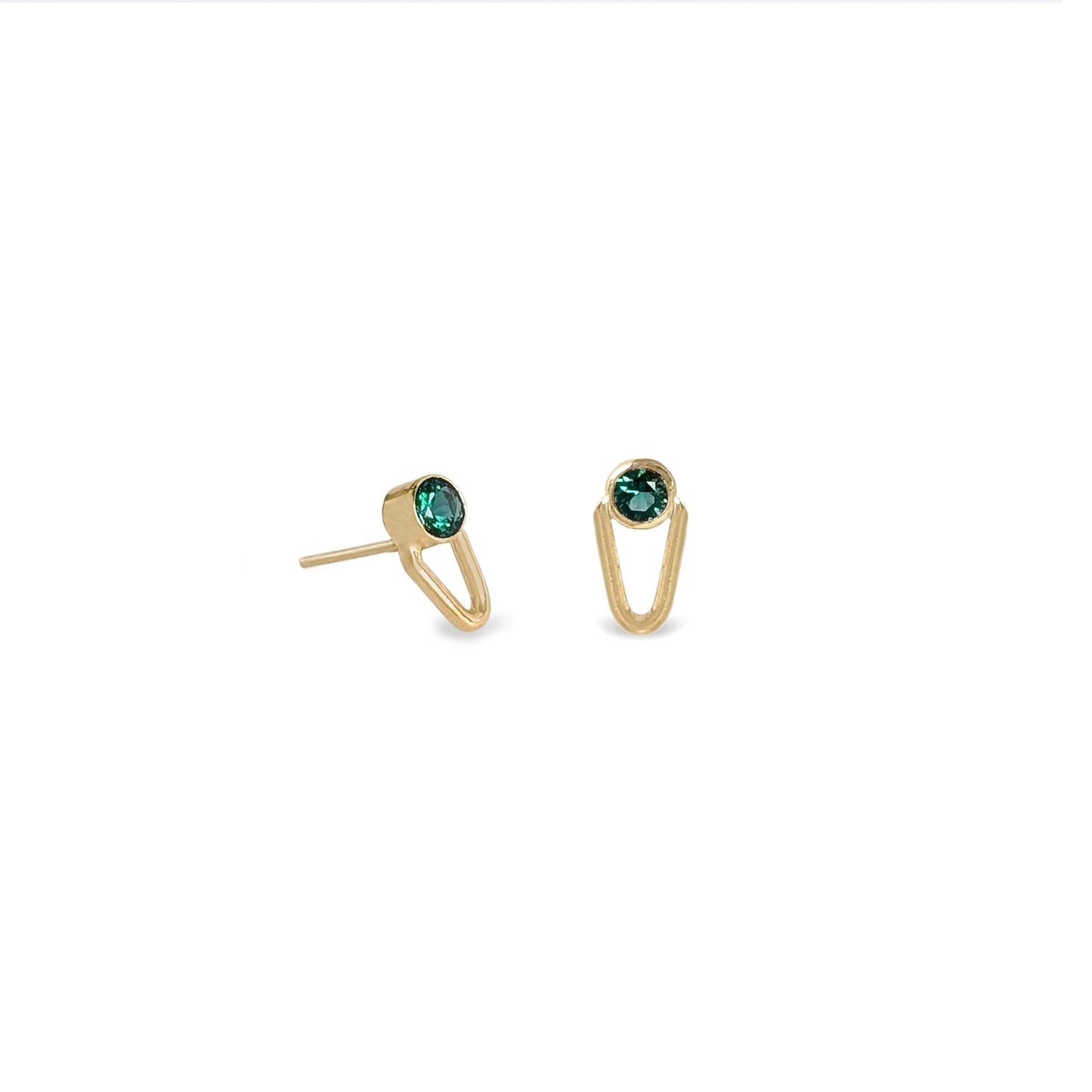14K gold emerald stud earrings