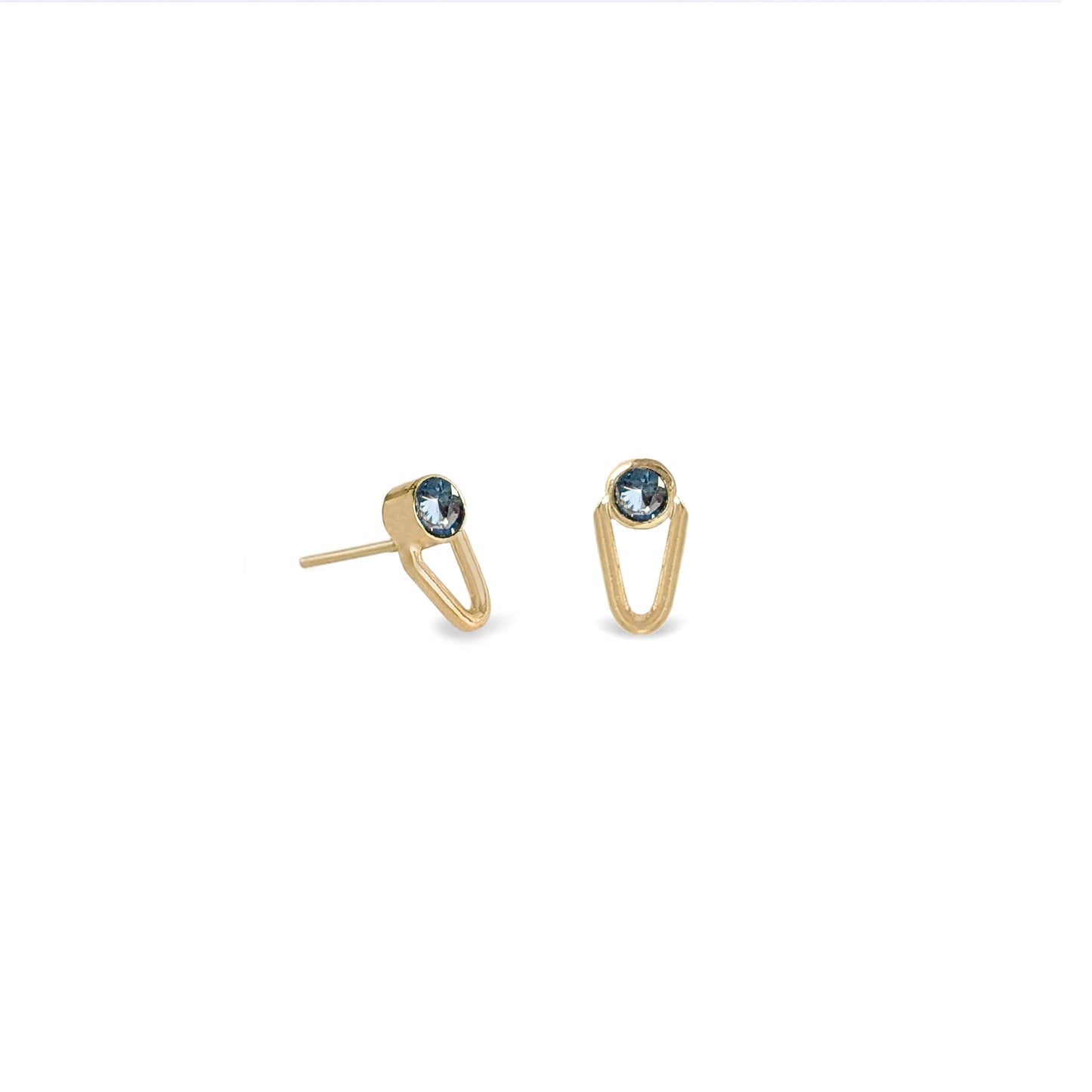 14K gold blue sapphire stud earrings