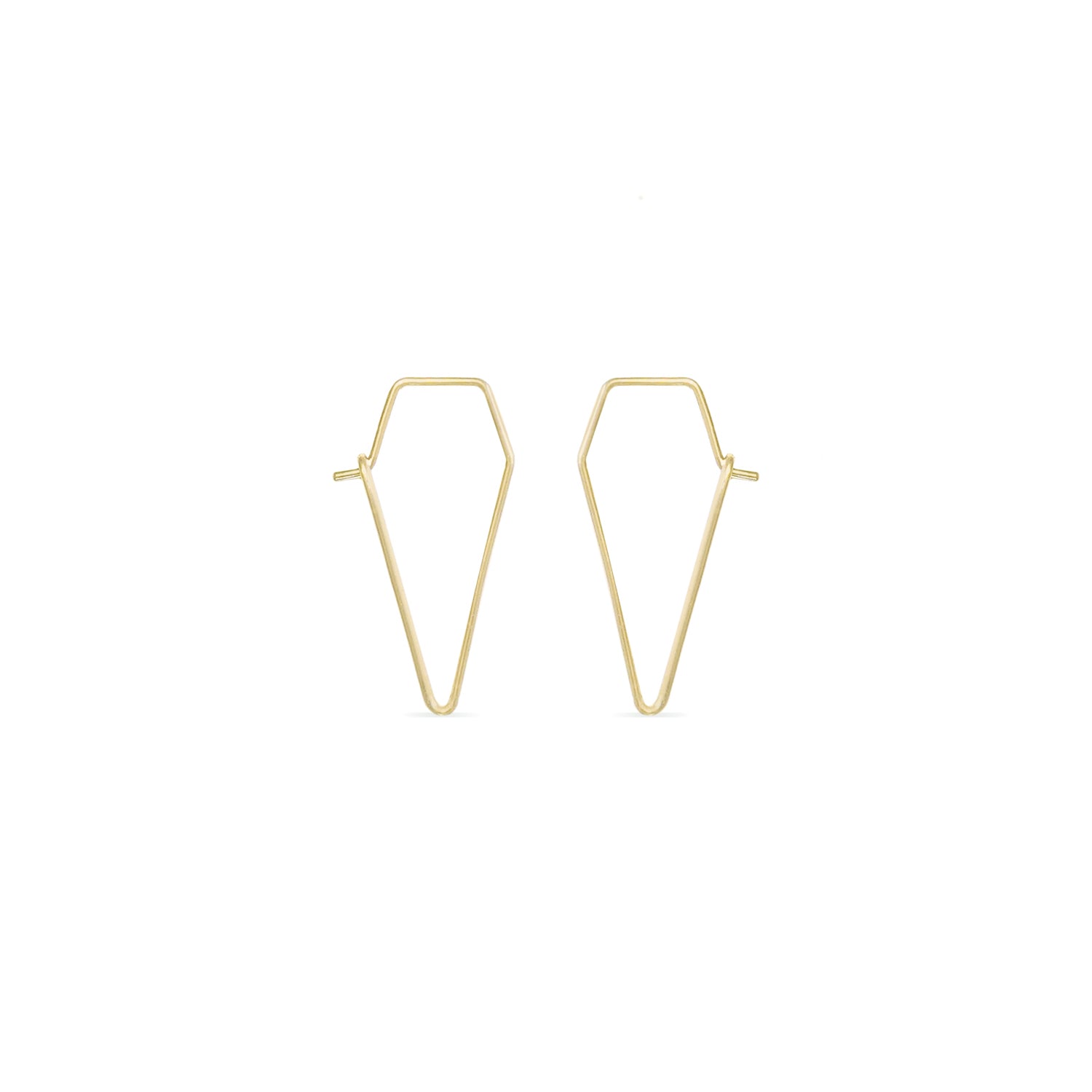 14k gold geometric dagger hoop earrings