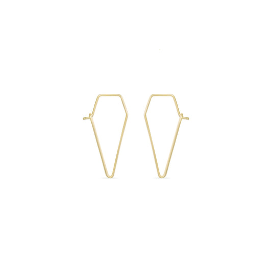 14k gold geometric dagger hoop earrings