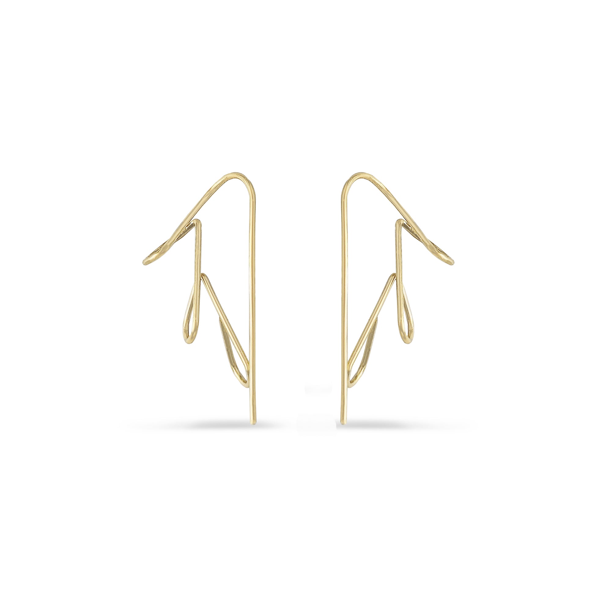 14k gold mini floral threader hoop earrings