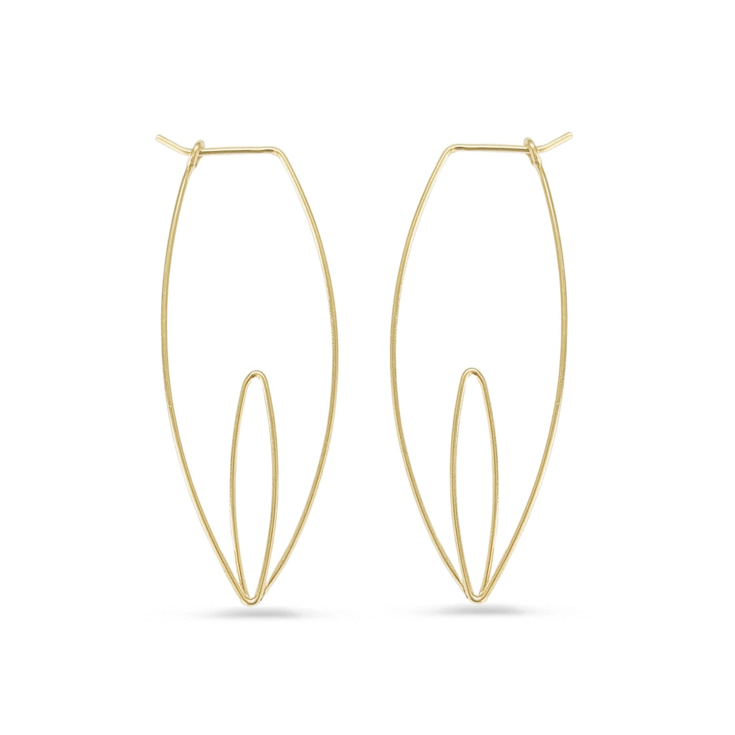14K gold floral hoop earrings on a white background