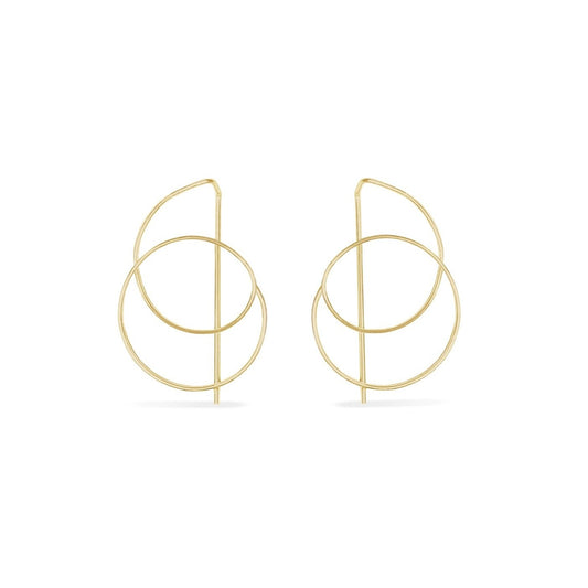 Gold spiral threader hoop earrings