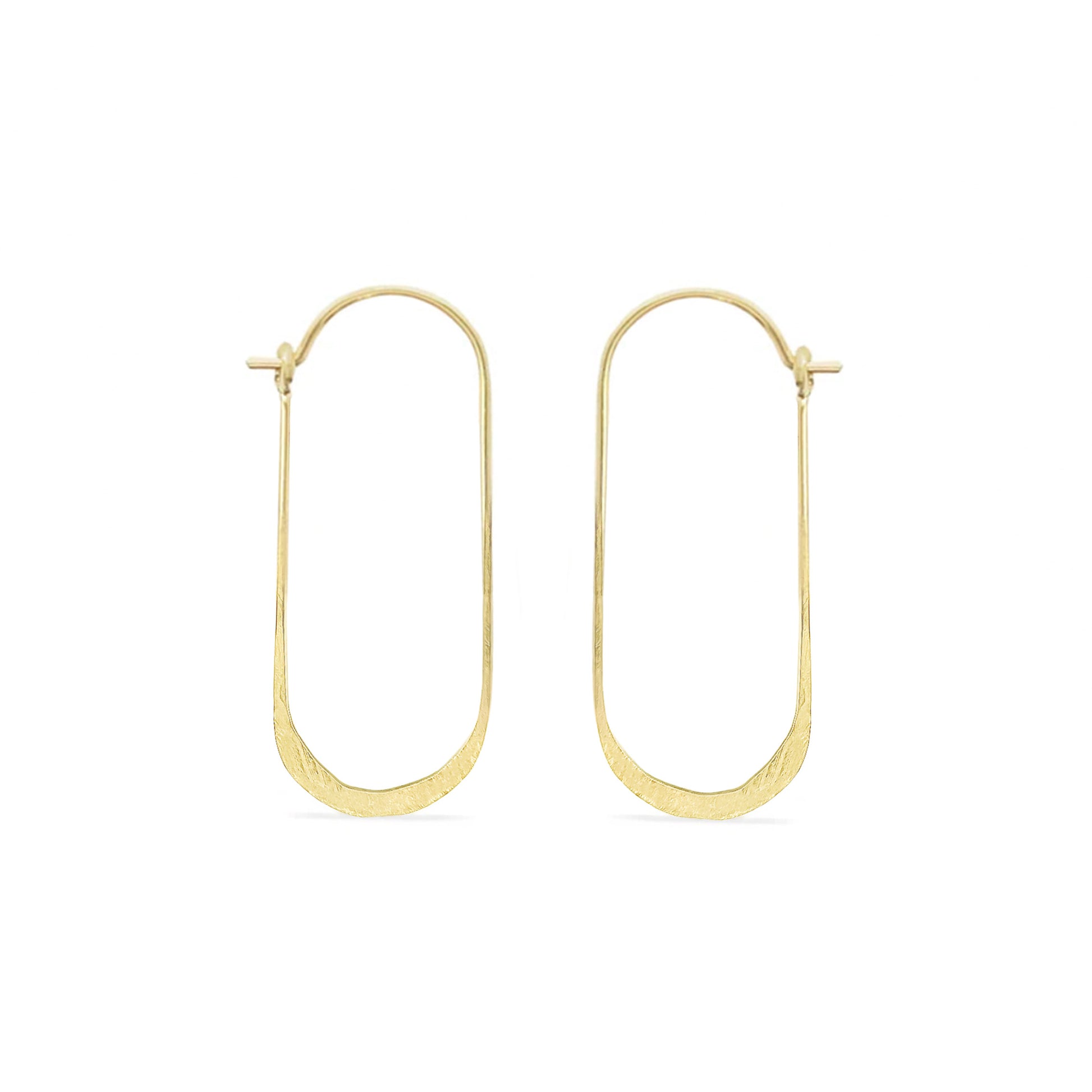 delicate gold oval hammered hoop earrings