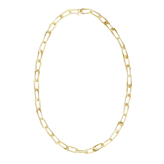Gold chain necklace on a white background
