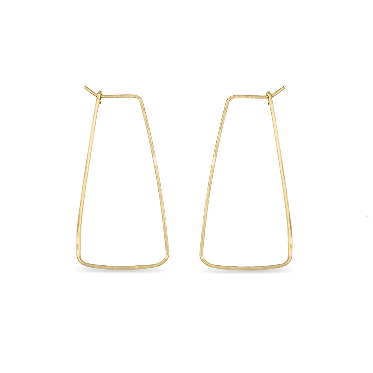 14K gold trapezoid wire hoop earrings