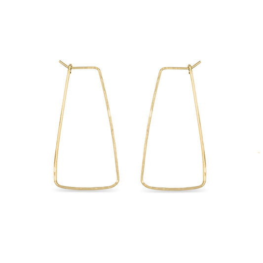 14K gold trapezoid wire hoop earrings