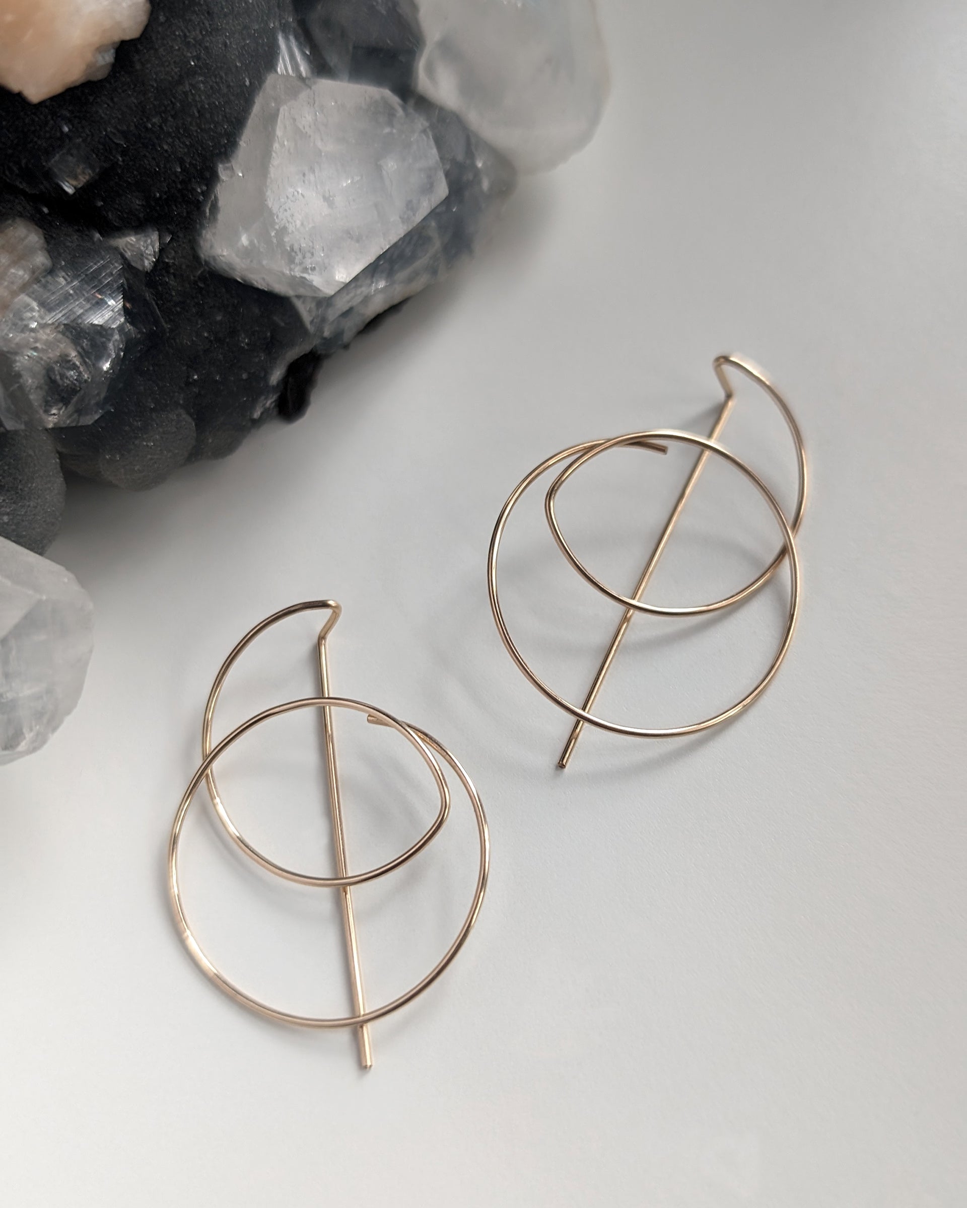 large round threader earrings in gold