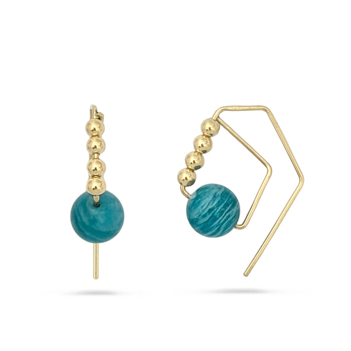 14K Brea Teal Amazonite Hoops