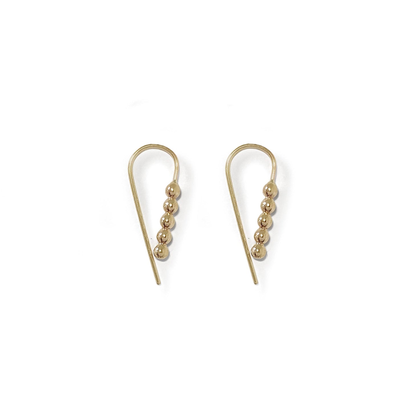14K gold beaded wire teardrop hoop earrings