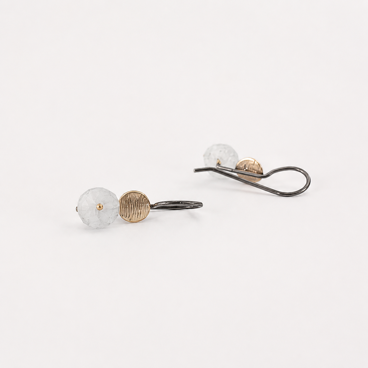 Gold and Silver Moonstone Earrings