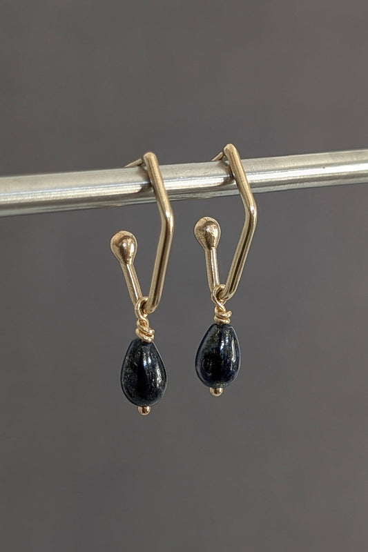 14K Chilean Lapis Drop Earrings