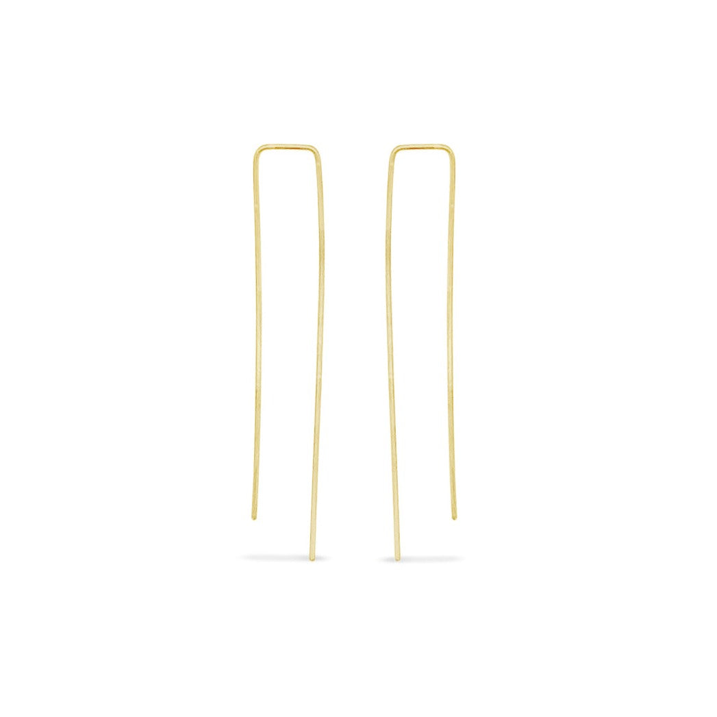 14k gold curved rectangular bar hoops